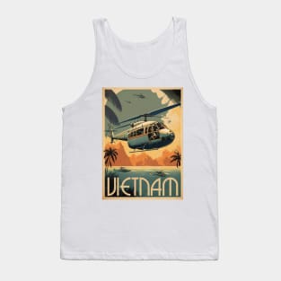 Vietnam Helicopter Vintage Travel Art Poster Tank Top